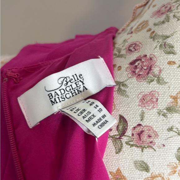 Belle Badgley Mischka Arya Fuchsia Keyhole Halter A-Line Midi Dress Size 10 NWT - Picture 10 of 11